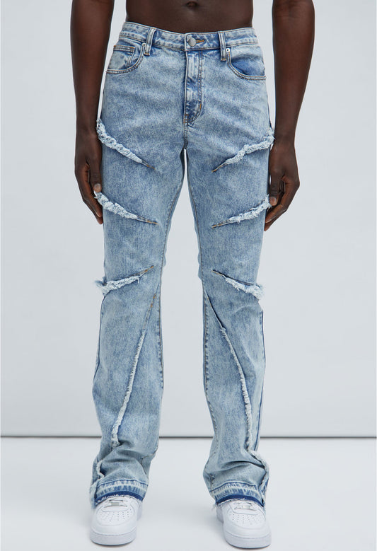 Area Code Stacked Skinny Flare Jeans